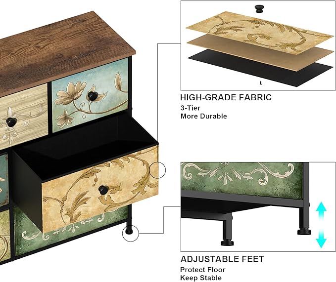 Tohomeor Dresser with Drawers for Bedroom Chest of Drawers Fabric Dresser for - Image 5