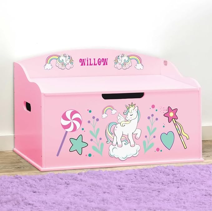 DIBSIES Personalized Creative Wonders Toy Box, Unicorns & Rainbows, 30 x 19.25 - Image 4