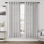 Grey Linen Semi Sheer Curtains 72 Inches Long 2 Panels Set by Nanspring