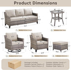9 Piece Patio Furniture Set-All Weather Outdoor Conversation Sets Sectional Sofa - Image 8