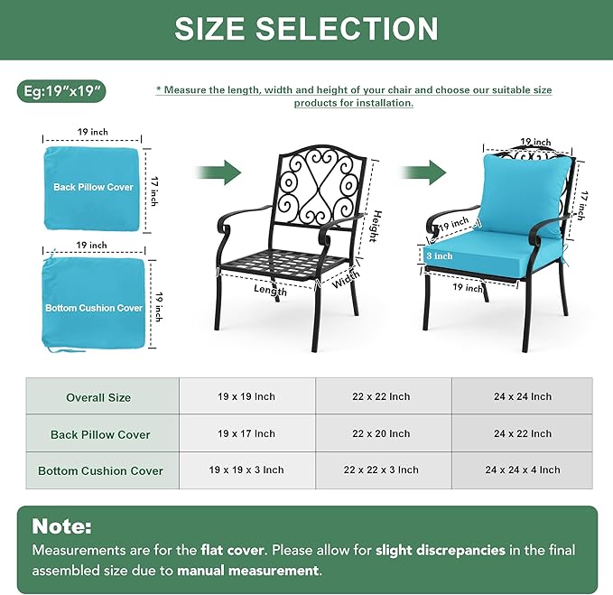Summsun Outdoor Chair Cushions Set of 2, Waterproof Backrest and Seat Cushion - Image 7