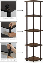 Furinno TURN-N-TUBE Corner Shelf, 5-Tier Corner Bookshelf, Open Storage Shelves - Image 6