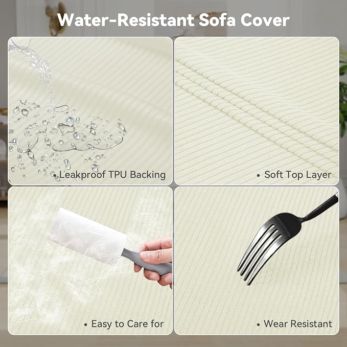Waterproof Chair Cover with Arms 2-Piece Set Striped Slipcover - Image 3