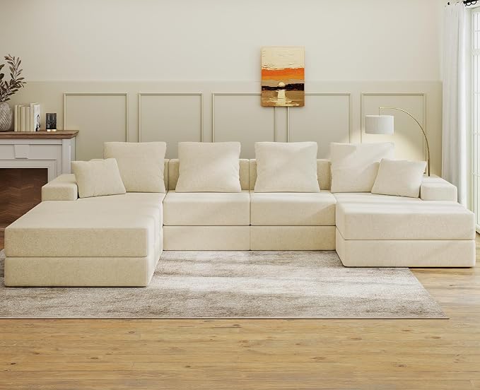 Living&Giving 128" U-Shaped Cloud Sectional Couch by LivingGiving