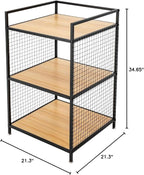 3-Tier Heavy Duty Shelving Unit, Small Bookshelf Rustic Wood and Metal Shelving - Image 2