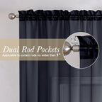 Black Sheer Curtains 108 Inches Long 2 Panels Set, Extra Wide Airy Voile Sheer - Image 4