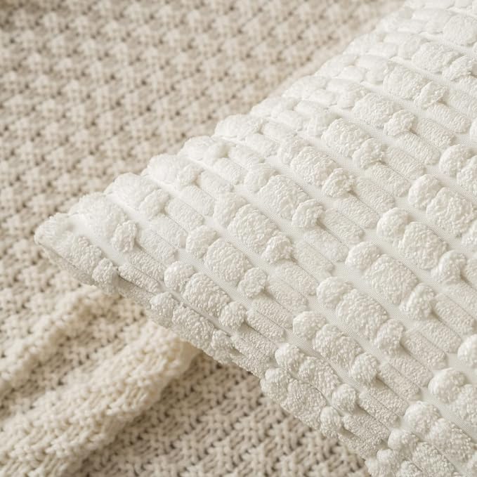 MIULEE Euro Sham Corduroy Decorative Throw Pillow Covers 24x24 Pure White | - Image 2
