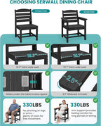 SERWALL Patio Dining Sets for 6 Person, HDPE Dining Set - Image 6