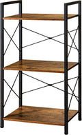 HCHQHS Small Bookshelf, Adjustable 3-Tier Industrial Bookcase, Rustic Open Book by HCHQHS