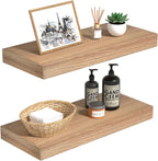 Oak Floating Shelves Wood for Wall 15.7in Wall Mounted Display Ledge Shelves by INHABITUNION