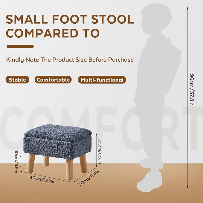 Storage Ottoman, Small Foot Stool Ottoman - Image 2