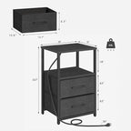 TUTOTAK End Table with Charging Station, Night Stand, Side Table with 2 USB - Image 3
