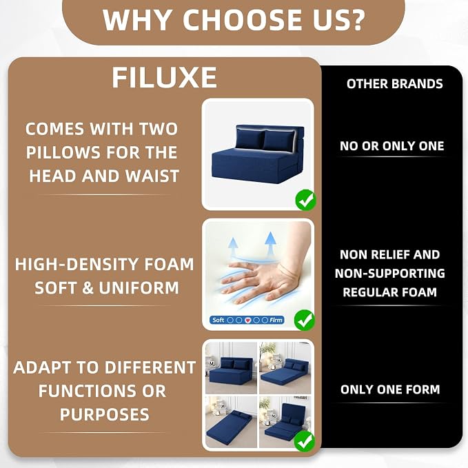 FILUXE Folding Sofa Bed | Convertible Sleeper Chair Bed - Image 4