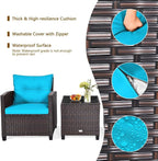 HAPPYGRILL 3 Pieces Patio Conversation Set, Outdoor Furniture Set PE Rattan - Image 5