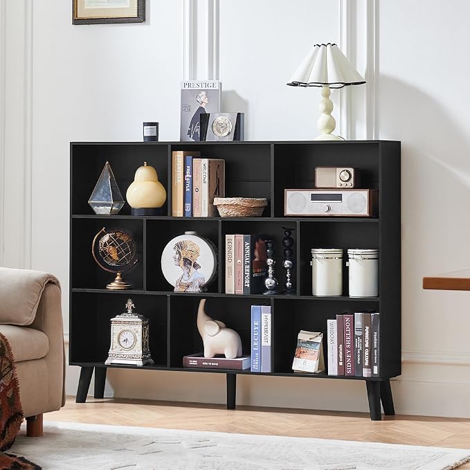LEYAOYAO 10 Cube Bookshelf, 3 Tier Vintage 55" Wide Bookcase - Image 8