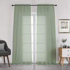 Chyhomenyc Sage Green Sheer Curtains 108 Inches Long by Chyhomenyc