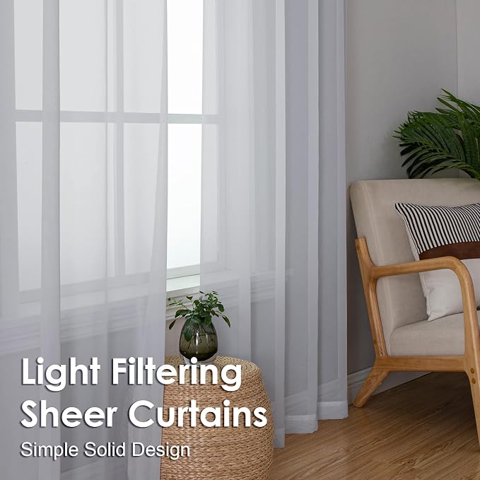 Light Grey Sheer Curtains 72 Inches Long 2 Panels - Image 6