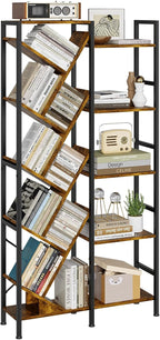 5-Tier Double Wide Bookshelf 67", Industrial Tree BookShelves, Vintage Storage - Image 8