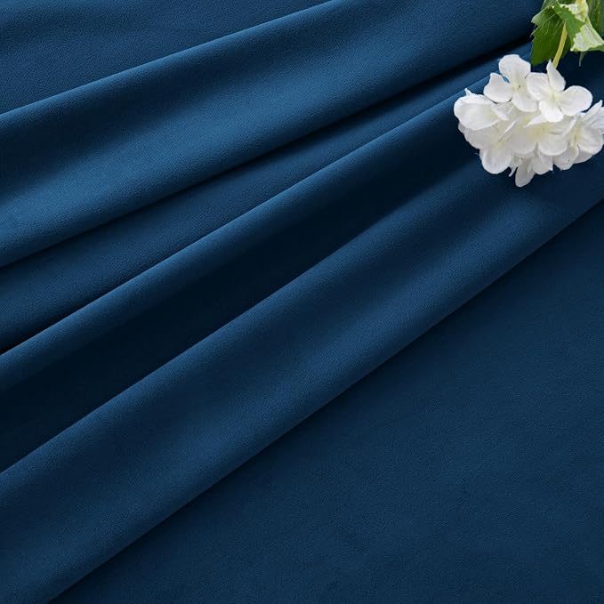 MIULEE Velvet Curtains 50W x 90L 2 Panels Navy Blue Blackout Curtains | Luxury - Image 7