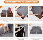 VANSOFY Oversized Recliner Cover, 2-Pieces Stretch Reclining Couch Cover - Image 4