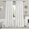 White Linen Curtains 98 Inches Long 2 Panels Set Back Tab Rod Pocket Semi Sheer by Nanspring