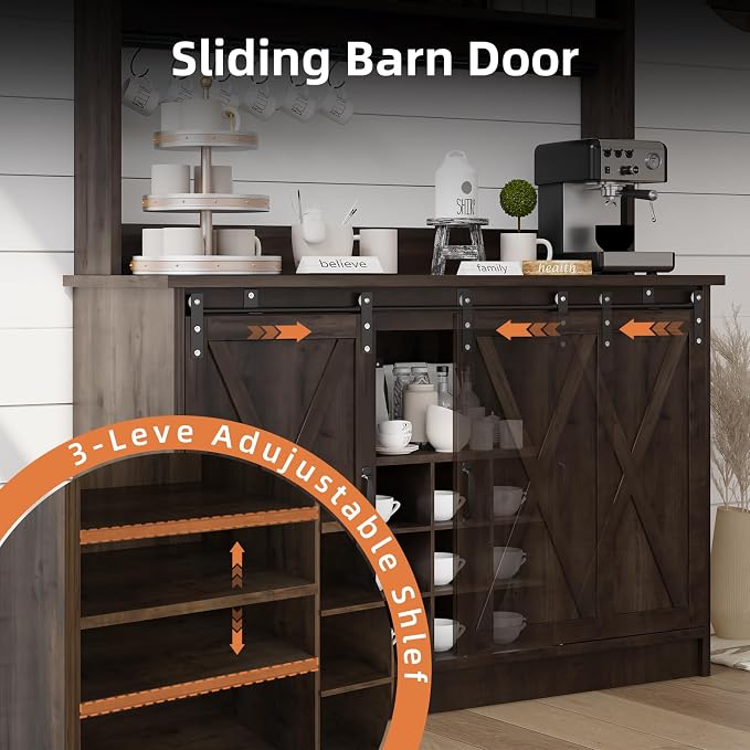 4ever2buy Farmhouse Coffee Bar Cabinet - Image 6