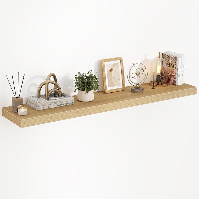 Acovy 40 Inch Floating Shelves, 3D Textured Wood Grain, Wooden Shelves by Acovy