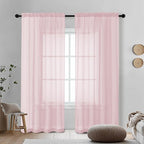 Blush Pink Sheer Curtains 78 Inches Long 2 Panels by OVZME