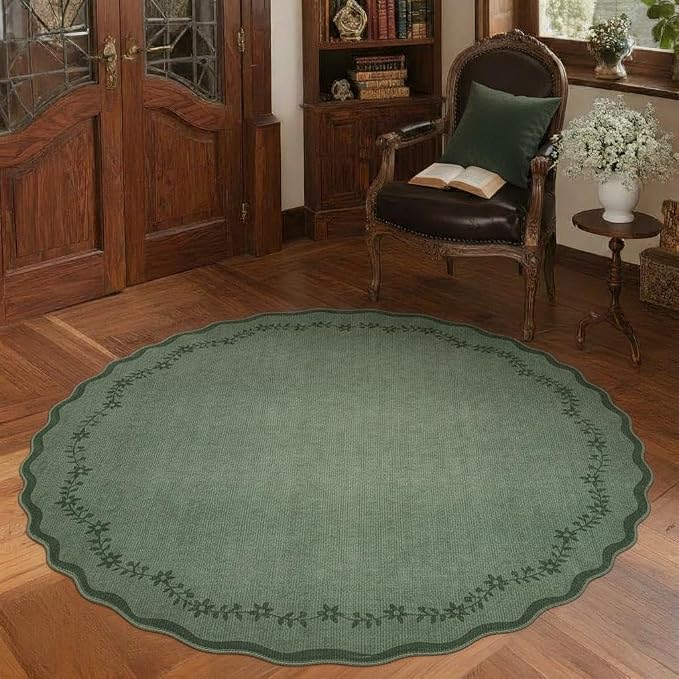 GarveeHome Round Rugs 6ft Scalloped Washable Circle Rug - Image 3
