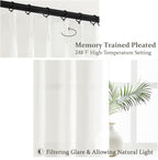 Custom Pure White Semi Sheer Linen Floor to Ceiling 105 Inch Curtains - Image 3