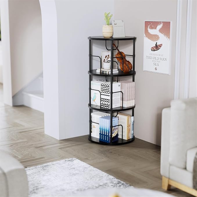 ALLSTAND Rotating Bookshelf, 3 Tier Round Revolving Bookcase - Image 6