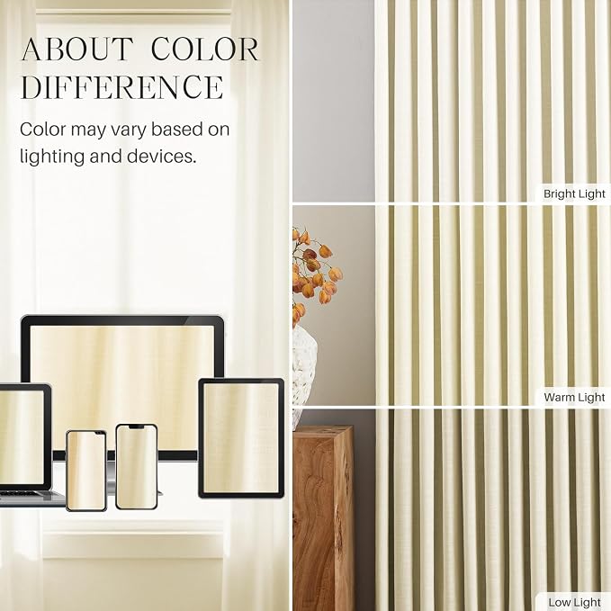 Pinch Pleated Linen Curtains 100% Blackout 108 Inches Long - Image 8