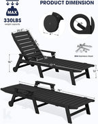 KINGYES HDPE Lounge Chair Outdoor, Patio Chaise Lounge Recliner - Image 2