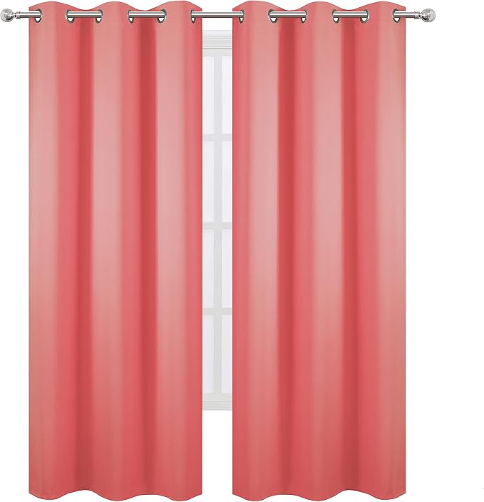 Blackout Curtains 38 x 84 inch/Coral Curtains Set of 2 Panels/Thermal Insulated - Image 2