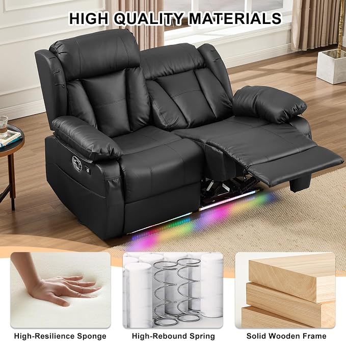 58.3" Reclining Loveseat Sofa, RV Loveseat Recliner Couch - Image 8
