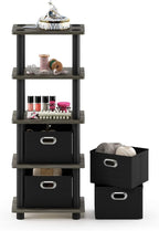 FURINNO Turn-N-Tube LACi 4-Bins System Rack, French Oak Grey/Black - Image 6
