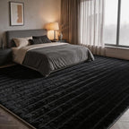 Black Rabbit Striped Plush Rug 8'x10', Fluffy Shaggy Area Rug - Image 3