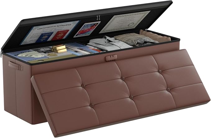 DocSafe Storage Ottoman Bench, Fireproof＆Waterproof Folding Bench by DocSafe