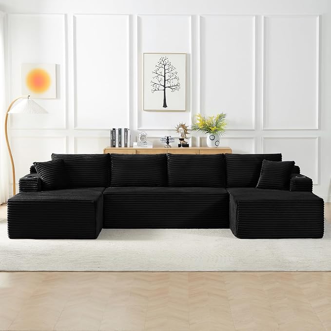 134 Inch Modular Sectional Sleeper Sofa, Boneless Cloud Couch by HANXIN