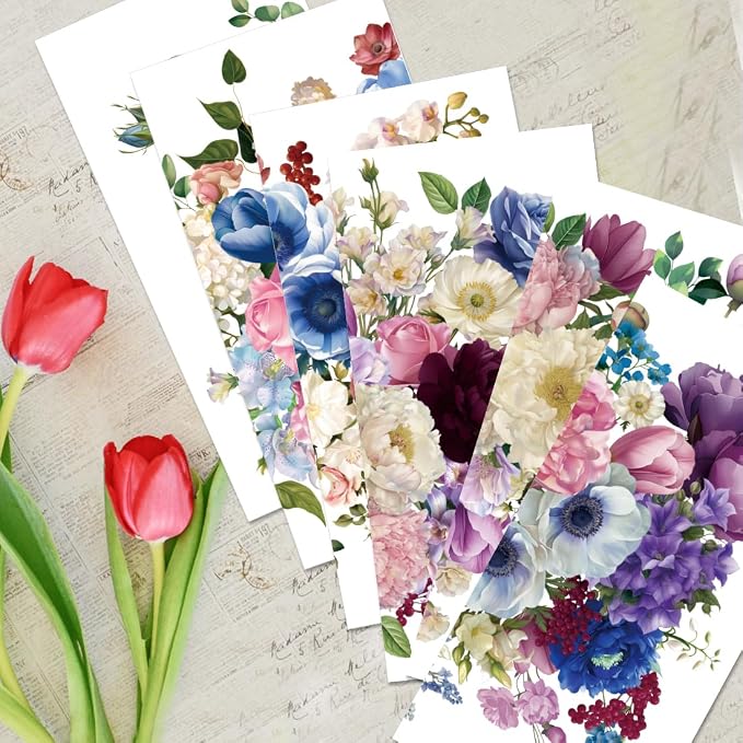 6 Sheets Watercolor Flower Rub on Transfers - Image 6
