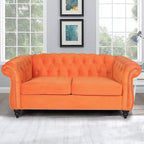 Mid-Century 2 Seater Sofa, Velvet Loveseat by YUCHIATHSoulFurniture