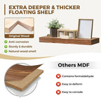 24x8x1.6 inch Floating Shelves Set of 2 – Solid Wood Rustic Brown Wall Mounted - Image 3