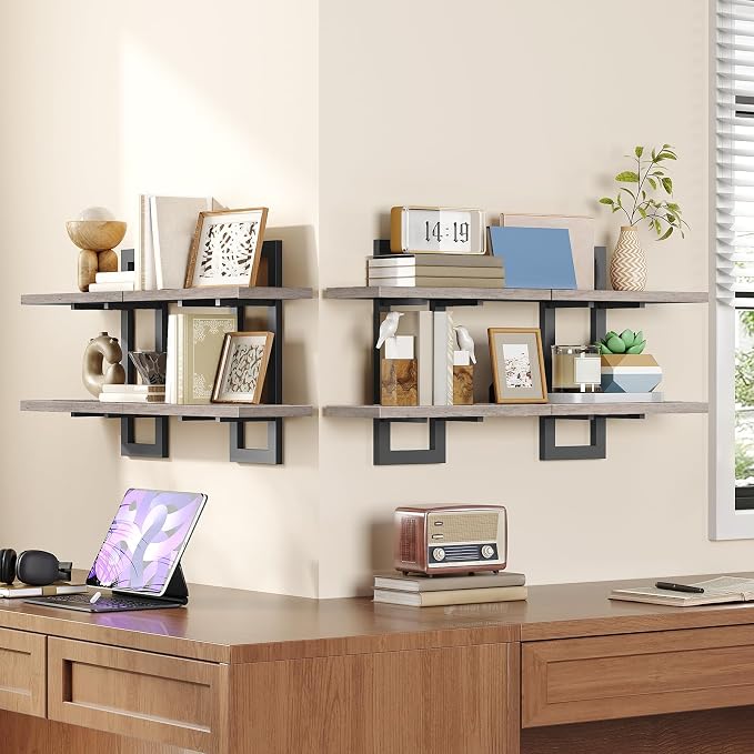 HOOBRO Floating Shelves, 15 Inch Wall Shelf Set of 4, Wall Mounted Storage - Image 4