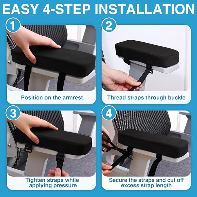 Smiry Ergonomic Office Chair Armrest Pads, Memory Foam Arm Rest Covers - Image 6