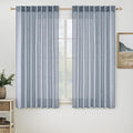MIULEE Chambray Blue Linen Curtains 52x45 Inch Long by MIULEE
