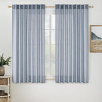 MIULEE Chambray Blue Linen Curtains 52x45 Inch Long by MIULEE