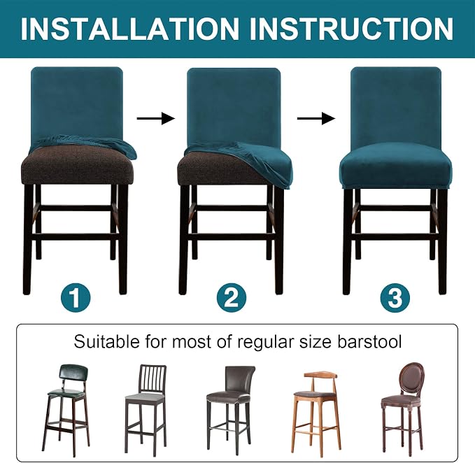 Turquoize Bar Stool Covers 2 Pack Bar Stool Covers - Image 5