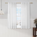 White Solid Cafe Curtains 54 Inch Length Set 2 Panel Back Tab Pocket Drapes by Nanspring
