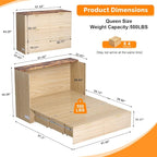 VINGLI Queen Murphy Bed with Storage Drawer, 2 Charging Station, Fluted Wooden - Image 3