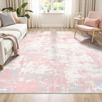 Rugflix 5x7 Area Rugs for Bedroom, Washable Pink Large Rug | Machine Washable; - Image 3
